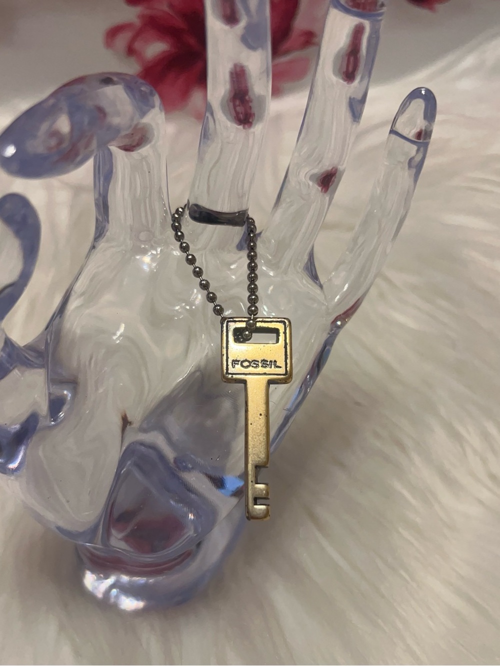 Fossil vintage  Gold-Tone Key Charm on Bead Chain